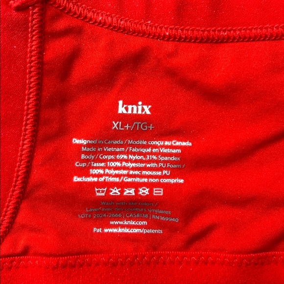Knix The One&Only Scoop Bra Vibrant Red Sports Bra size XL+ - Picture 3 of 8